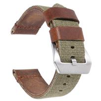 Drobės ir odos laikrodžio dirželis 20mm 22mm 24mm Panerai laikrodžiui Rankų darbo Omega kariniam sportiniam laikrodžiui Žalias vyriškas/moteriškas laikrodžio apyrankė 22mm žalia
