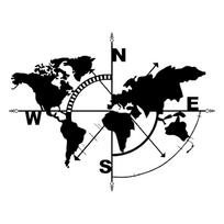 Metal World Map Wall Art Metal Compass Design Wall Decor Decorative Hanging Earth Travel Art Adventure Wall Hanging Art juoda
