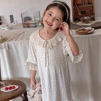 Little Girls Short Sleeve Thin Princess Style Summer Kids Sleepwear Nightgown 160cm white