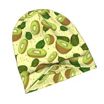 2D Flat Printing Kiwi Fruit Slice Modern Adult Beanie Designed to with Laid Back Street Style or Elevate Simple Outfits with Understated Edge, 2D Flat One Size beige