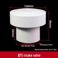 PVC Automatinis oro įleidimo vožtuvas ir drenažinis vamzdis su apsauga nuo žiurkių ir lietaus dangteliu 5075110 Model 1