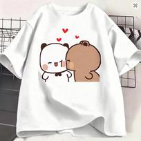 Dudu Bubu T-Shirt Men Kissing Humor 100% Cotton Tee Shirt Round Neck Short Sleeve T Shirt Summe XS beige