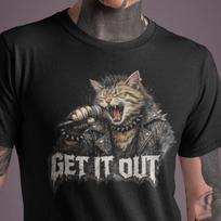 Screaming Cat Metal Band Shirt, Funny Music Cat Tee, Get It Out Graphic T-Shirt, Punk Rock Animal Shirt, Gift for Cat Lover 2XL black