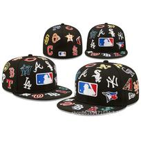 Siuvinėta NY beisbolo kepuraitė Medvilninė lininė plokščiu kraštu kepurė Streetwear Hip Hop Snapback Vyrams Moterims Size 7 1/2 59.6cm black