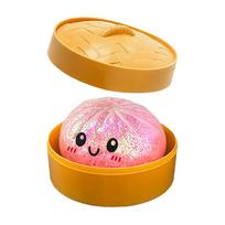 Giant Dumpling Squishy With Steamer Soft Tpr Dough Ball Stress Relief Creative Fidget Toy Gift
