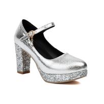 French New Mary High Heels Jane Rough Shoes New Cross Retro Straps Single Shoe Buckle Straps 47 black
