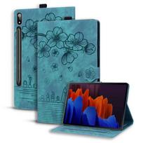 Galaxy Tab S11 Ultra 14.6 Inch Flip Cover With Cherry Blossom Cat Embossing TPU Case Stand Function TAB S11 Ultra 14.6 2025