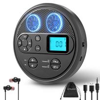 Portable Rechargeable CD Player, built-in speakers. 2-in-1 Bluetooth Transmitter & Receiver, FM/AUX for car. Supports CD/MP3/USB/TF card, LCD screen pilka spalva