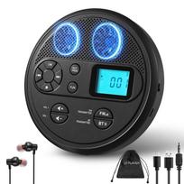 Portable Rechargeable CD Player, built-in speakers. 2-in-1 Bluetooth Transmitter & Receiver, FM/AUX for car. Supports CD/MP3/USB/TF card, LCD screen juoda