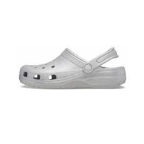 Crocs Unisex Classic Glitter Clog Silver Glitter Comfort Slip On 205942-0IC 36-37 white