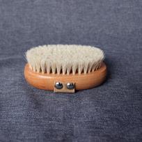 Natural Beech Wood Horsehair Body Brush for Dry Brushing, Bath, and Massage beige
