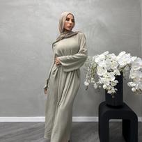 Elegant 2025 Muslim Women's Dubai Abaya in Solid Colors for Prayer & Fashion Small gray