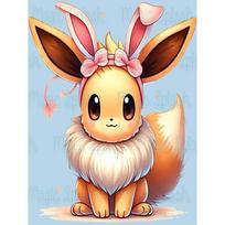 Rabbit Ear Eevee Frozen Anna Elsa Diamond Painting New Full Diamond Cute Girly Style Handmade DIY Diamond Embroidery Material Pack Round 40x50cm beige
