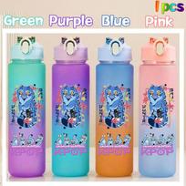 750ML KPop Demono Medžiotojai HUNTR/X Rumi Mira Zoey Jinu Gradiento Spalvos Vandens Puodelis Vaikams Buteliukas su Šiaudeliu Saja Berniukams Tigro Dovana only Green 1pcs blue