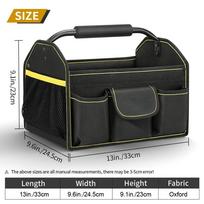Tote Bag, 10-pocket Wide Mouth Tool Bag, Tubular Steel Heavy Duty Electrician Tool Bin for Tool Organization and Storage black