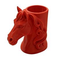 3D Printed Horse Head Pen Holder Practical Desk Organizer for Pencils Markers Creative Office raudona