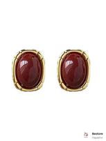 Elegant Geometric Stud Earrings with Smooth Dome Shape and Metal Frame Lightweight Comfortable for Daily Wear and Special Occasions One Size brown