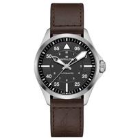 HAMILTON Khaki Aviation Series Automatic Mechanical Movement 100 Meters Waterproof Watch 39mm Black Dial Stainless Steel Case Cowhide Strap H76305530 juoda