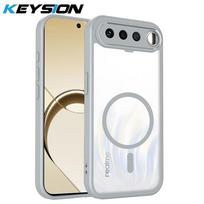 KEYSION Skaidrus magnetinis telefono dėklas Realme 16 5G, minkštas silikonas+PC, HD skaidrus smūgiams atsparus galinis dangtelis OPPO Realme 16 5G for Realme 16 5G pilka