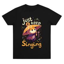 Sherma T-Shirt  Just Keep Singing  Hollow Knight Silksong Cartoon Graphic Tee - Unisex 100% Cotton Soft Comfort Y2K T-Shirt Tops M beige