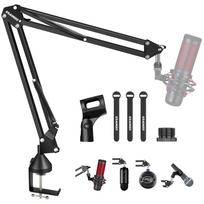Aokeo Microphone Stand, Microphone Arm for Condenser Microphones, Desktop Folding Microphone Stand, Extendable Desk Arm, Adjustable Angle and Height, gray