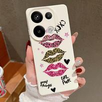 Cool Kiss Lips Print Case For Xiaomi 13T Redmi Note 15 Pro 4G Leather Texture Silicone Cover For Redmi Note 14 13 Pro+ 5G Redmi Note 13 Pro+ 5G balta