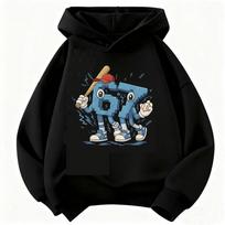 Funny Six Seven Italian Brainrot 67 Number Graphic Print Hoodie Boy/Girl Long Sleeved Kids Comfortable Sweatshirt. 140 black