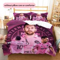 Lionel Messi Pattern Bedding Quilt Set  Home Decoration  Gift (1 * duvet cover + 2 * pillowcase  without core) 140x200cm white