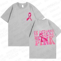 Mes dėvime rožinius marškinėlius Krūties vėžio sąmoningumo T-shirt Comfort Colors Rožinė juostelė Spausdinimas priekyje ir gale Marškinėliai Vėžio palaikymo dovana 2XL white