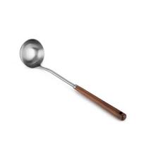 304 Stainless Steel Wok Turner Soup Spoon Ladle with Wooden Handle, Kitchen Cooking Utensils Wall Hanging gray