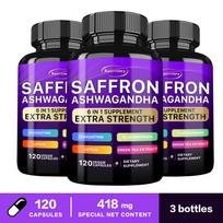 Xemenry - Saffron & Ashwagandha 6-in-1 Botanical Complex Capsules - Lutein, Zeaxanthin - Mood Health 120*3
