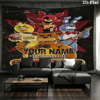 Fnaf Celebration Custom Name Wall Tapestry Aesthetic Wall Hanging Printed Fabric Blanket Decorative Tapestries For Bedroom Living Room Home Decor 100cm x 150cm brown