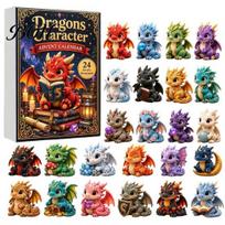 Acrylic Craft Ornaments Dragon Advent Calendar 2026, 24 Day Bookish Christmas Countdown with Stocking Stuffers for Kids Mini Dragons, Fantasy B beige