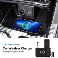15W Fast Charging Car Wireless Board Mobile Phone Charger Holder Accessories For Ford Explorer left-hand drive gray