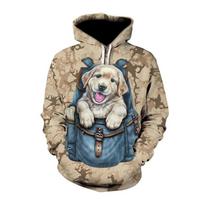 Naujausias Labradoro retriverio 3D džemperis Asmenybės mada Naminis šuo Vyrai Moterys Linksmas laisvalaikio hiphopo megztinis džemperis S beige