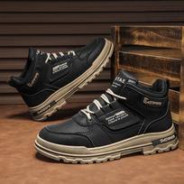 Martin boots 2025 autumn new high-top leather versatile men's shoes outdoor wear-resistant fashion casual tooling boots clear 44 black