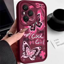 Soft TPU Phone Case For Honor 400 Pro 200 Pro X8c X9c Smart X6a X6b X6c Magic7 Lite Pink Butterfly Pattern Silicone Back Cover Honor X9c gray