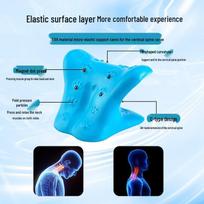 Cat Paw C-Shaped Neck Massage Pillow - Corrects Posture, Alleviates Hunchback, Relieves Cervical Tension Black Paw with Magnet blue