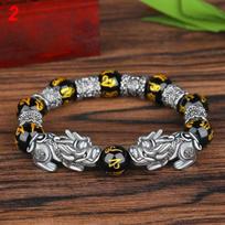 Black Obsidian Stone Buddhism Six Words Pixiu For Ladies Bead Bracelets Lucky Amulet JewelryFashion Wrist Bracelet brown