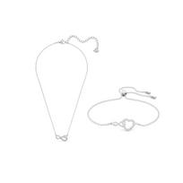 Swarovski Begalybės Simbolio Pakabukas su Grandinėle Ir Apyrankės Rinkinys Moteriški Papuošalai Sidabrinis 5520576+5524421 Box (Random Color) white