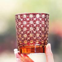 Rankų darbo japoniško stiliaus Edo Kiriko viskio stiklinės stiklinės, spalvotos rankomis iškirptos iki skaidrios stiklinės Spalvoti tamsinti senamadiški akiniai 240ml brown