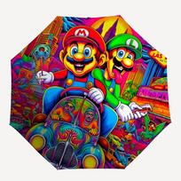 1pc Mario Bros Automatic Umbrella - 8-Rib Portable Folding Black Iron Frame for Outdoor, Beach, Travel a0905144 multi