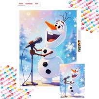 Disney Olaf singing diamond painting art painting handmade diy5D home decoration gift Round 30x40cm white