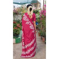 New Launch – Premium Hand Block Floral Print Mulmul Cotton Saree red