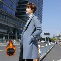 Loose Woolen Coat Men's Hong Kong Style Plus Size Fashion Windbreaker Slim Trend Ni Coat XL black