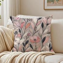 Siūlų tekstūros boho botaninių lapų užvalkalas organinio trumpo pliušo pagalvės užvalkalas pralaidus orui, skalbiamas, atsparus raukšlėms 30cmx30cm(12x12Inch) gray