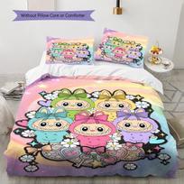 Kawaii Bubu rašto patalynės komplektas Antklodės užvalkalas Pagalvės užvalkalas Namų dekoras Dovana (1 * antklodės užvalkalas + 2 * pagalvės užvalkalai, be šerdies) 135x200cm