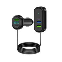 5-Ports USB Type-C Car Charger With 150CM Long Cable 66W Fast Charging Power Adapter For Iphone Samsung Huawei Car Charger juoda