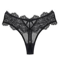 Women Low Waist Ultra Thin Sheer Lace Thong Panties With Cotton Crotch L juoda