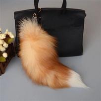Pomponai pliušinės uodegos raktų pakabuko krepšys Kutas Kailio pakabukas Raktų pakabukas Gyvūno uodegos raktų pakabukas Moterų Mergaitei 40cm 07 black